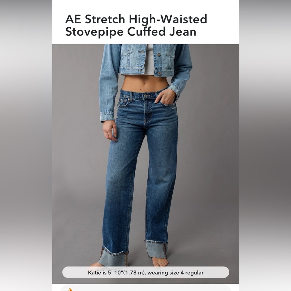 American Eagle Stretch  high waisted stovepipe cuffed Jean